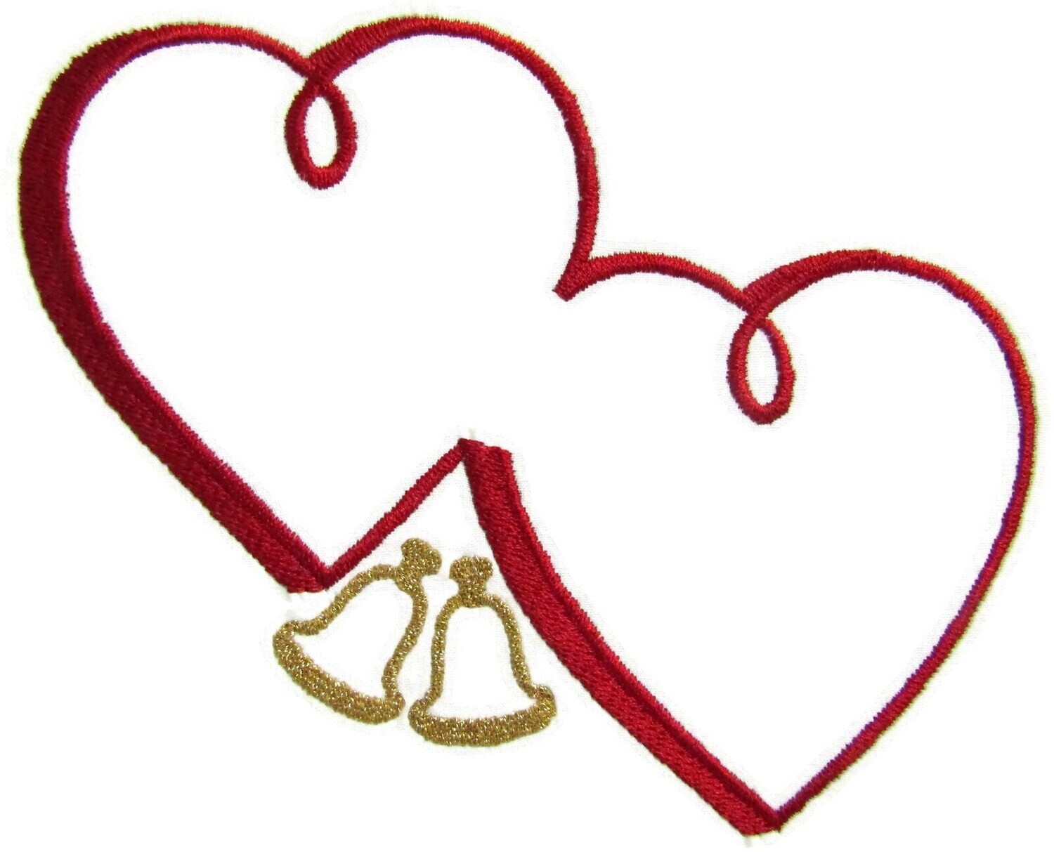 Hearts &amp; bells embroidered quilt label to customize with your personal message