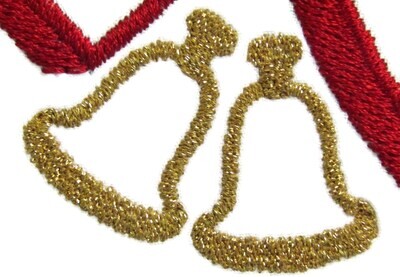 Hearts &amp; bells embroidered quilt label to customize with your personal message