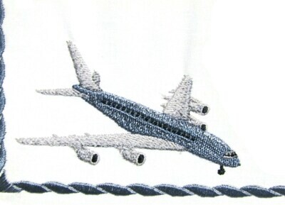 Airplane embroidered quilt label to customize with your personal message