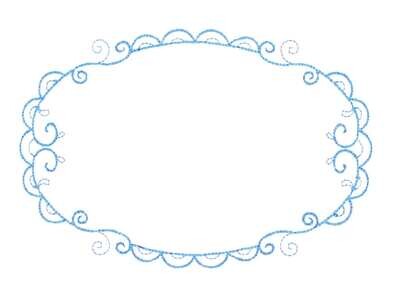 Blue Filigree oval embroidered quilt label to customize with your personal message