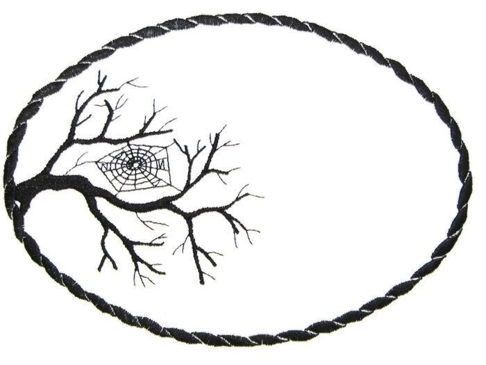 Spider web embroidered quilt label to customize with your personal message