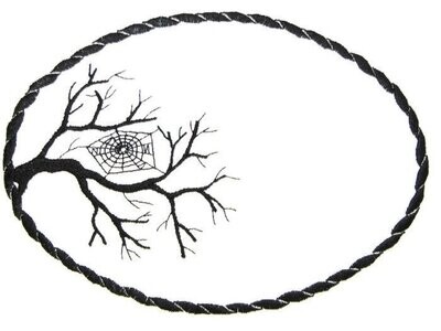 Spider web embroidered quilt label to customize with your personal message