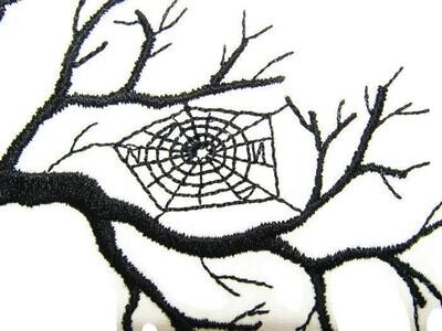 Spider web embroidered quilt label to customize with your personal message