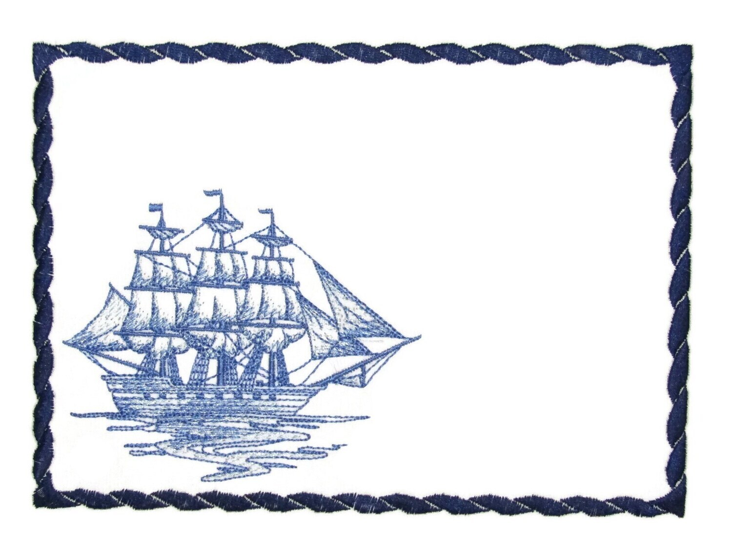 Sailing Ship embroidered quilt label to customize with your personal message