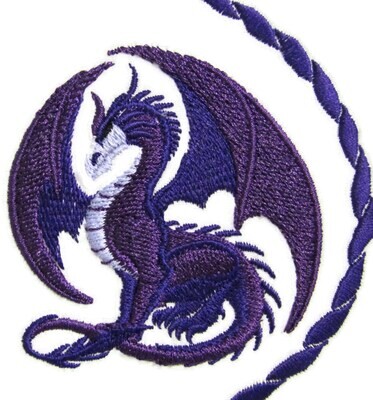 Dragon embroidered quilt label to customize with your personal message