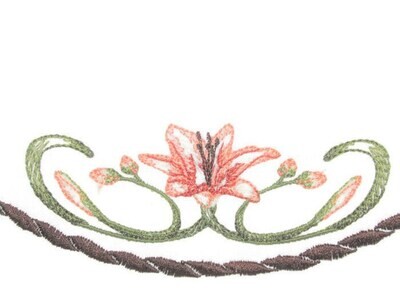 Day Lily embroidered quilt label to customize with your personal message