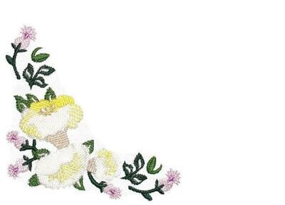 Floral corner motif embroidered quilt label to customize with your personal message