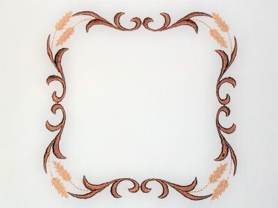 Wheat Filigree frame embroidered quilt label to customize with your personal message