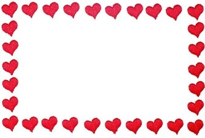 Hearts embroidered quilt label to customize with your personal message