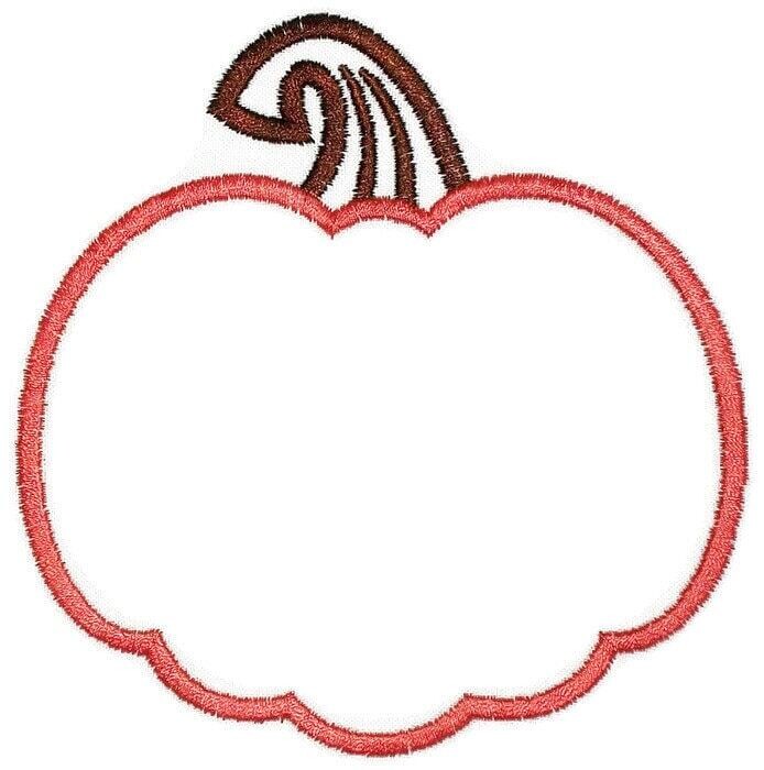 Pumpkin frame outline embroidered quilt label, to customize with your personal message