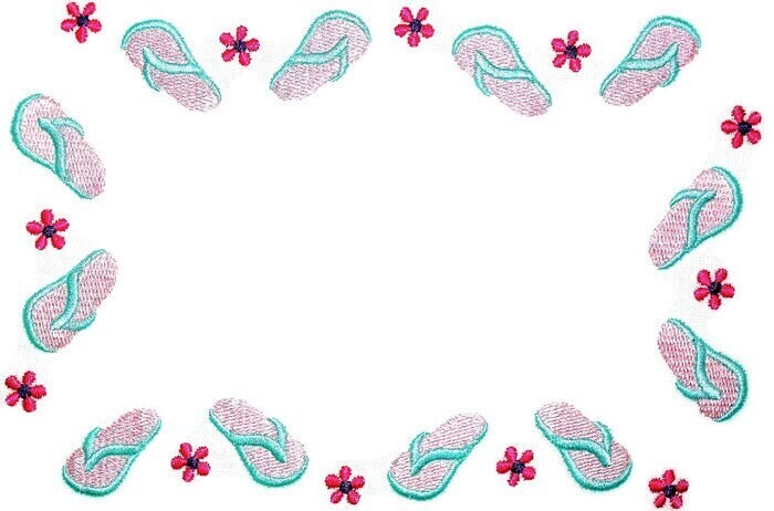 Beach Flip Flops embroidered quilt label, to customize with your personal message