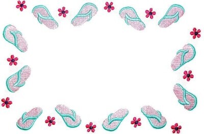 Beach Flip Flops embroidered quilt label, to customize with your personal message