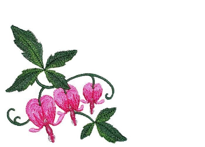 Bleeding Hearts embroidered quilt label to customize with your personal message