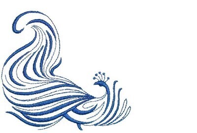 Stylized Pacock embroidered quilt label to customize with your personal message