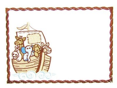 Noah&#39;s Ark animals embroidered quilt label to customize with your personal message