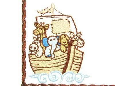 Noah's Ark animals embroidered quilt label to customize with your personal message
