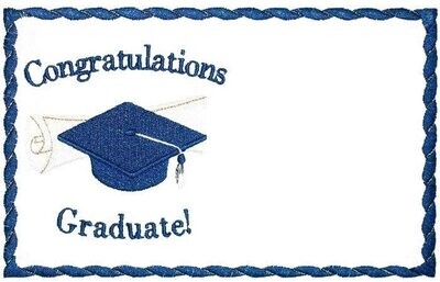 Graduation embroidered quilt label to customize with your personal message
