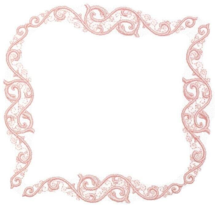 Eleagant peach scrollwork frame quilt label to customize with your personal message
