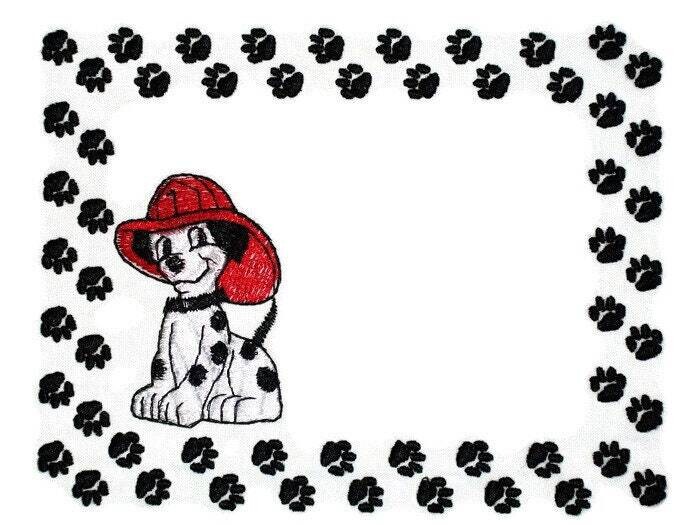 Dalmatian Firefighter Embroidered Quilt Label to customize with your personal message