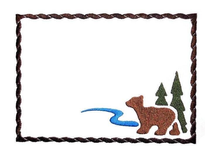 Bear Northwoods embroidered quilt label to customize with your personal message