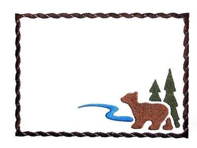 Bear Northwoods embroidered quilt label to customize with your personal message