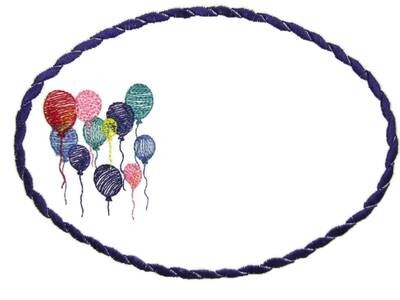 Birthday Balloons embroidered quilt label to customize with your personal message