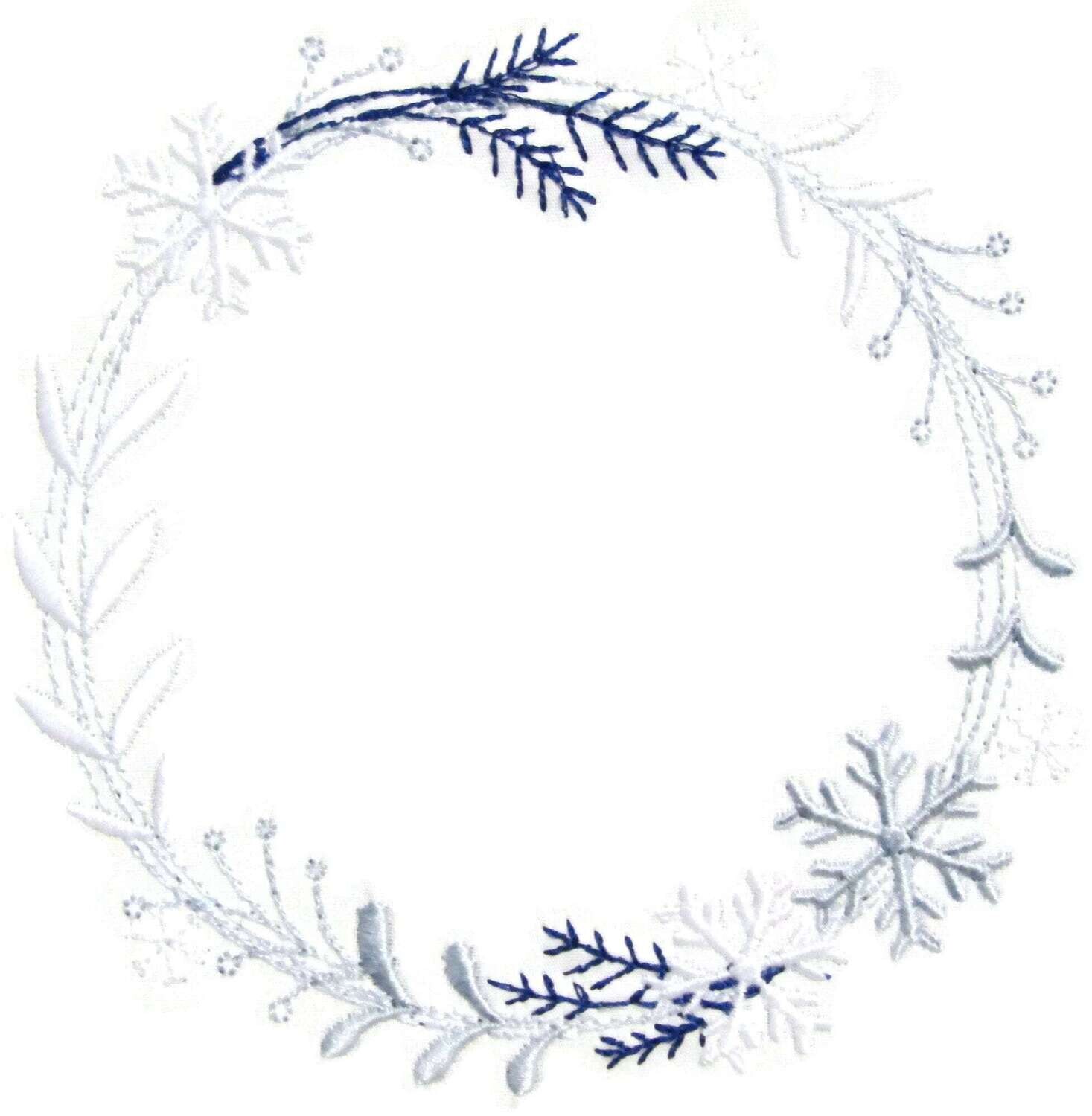 Snowflake Wreath embroidered quilt label to customize with your personal message