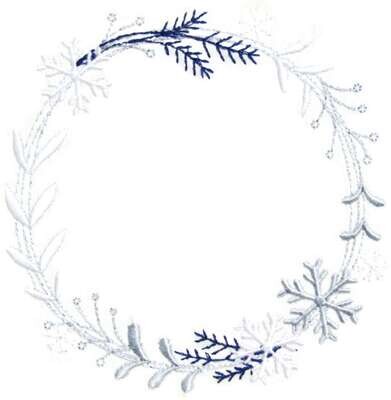 Snowflake Wreath embroidered quilt label to customize with your personal message