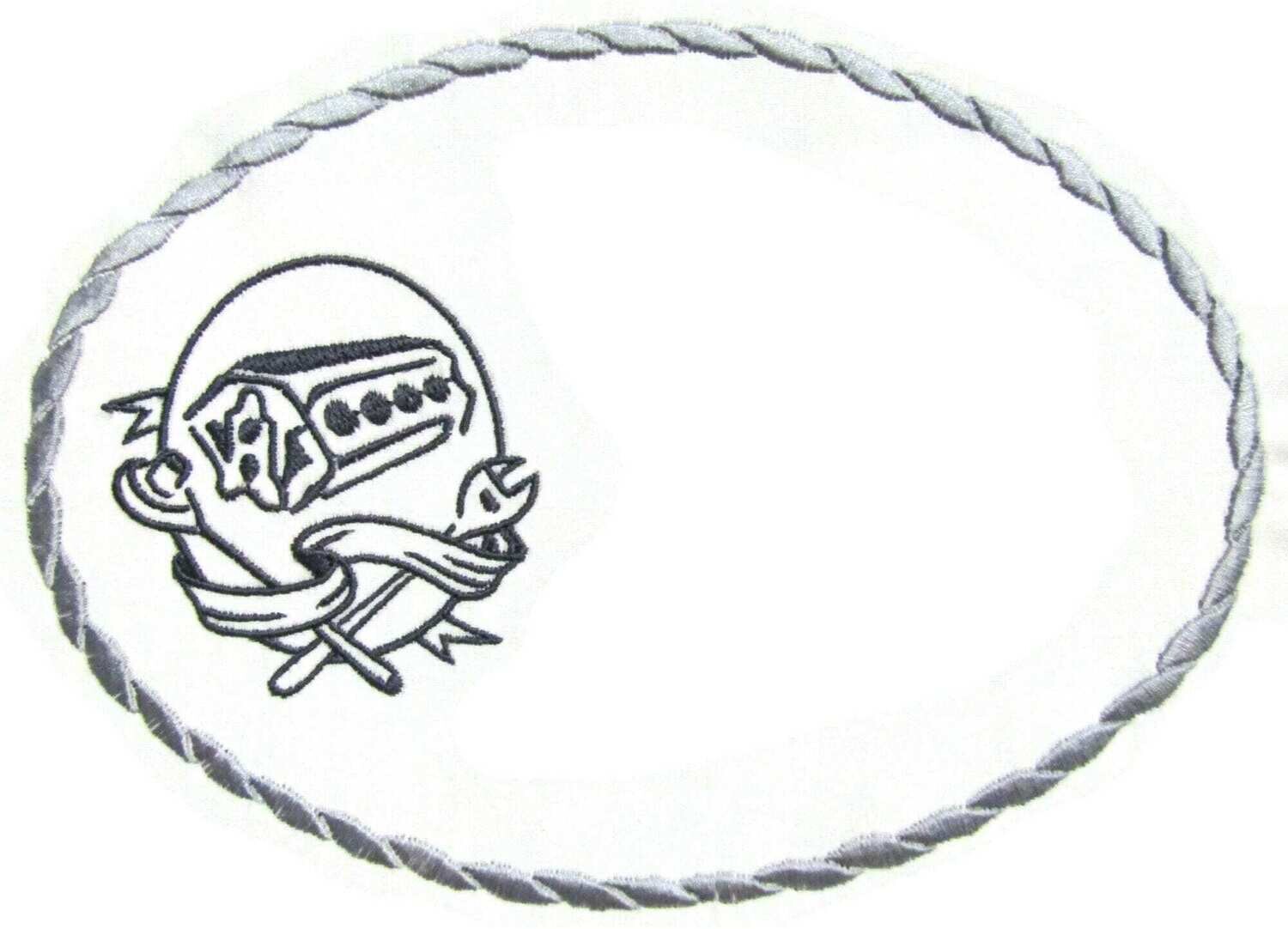 Mechanic embroidered quilt label to customize with your personal message
