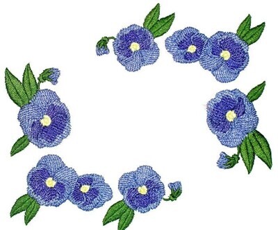 Purple Pansy floral Embroidered Quilt Label to customize with your personal message