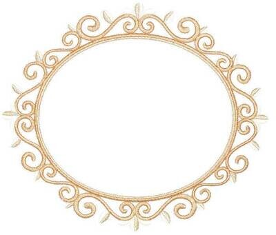 Golden filigree frame embroidered quilt label to customize with your personal message