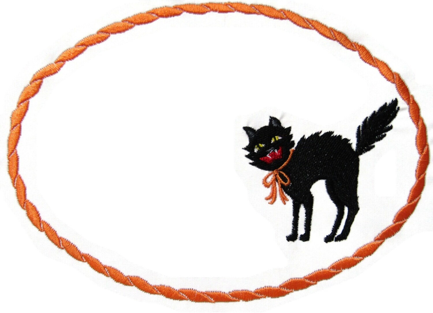 Halloween Cat embroidered quilt label to customize with your personal message