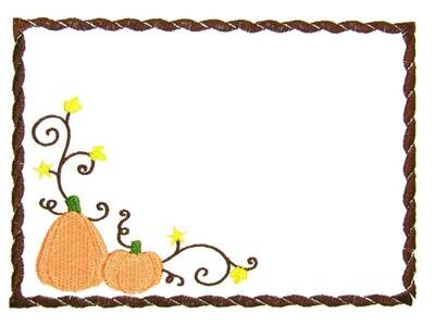 Fall Pumpkins embroidered quilt label to customize with your personal message