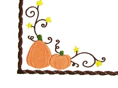Fall Pumpkins embroidered quilt label to customize with your personal message