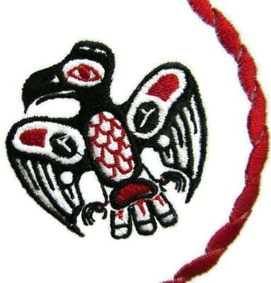 Raven embroidered quilt label to customize with your personal message