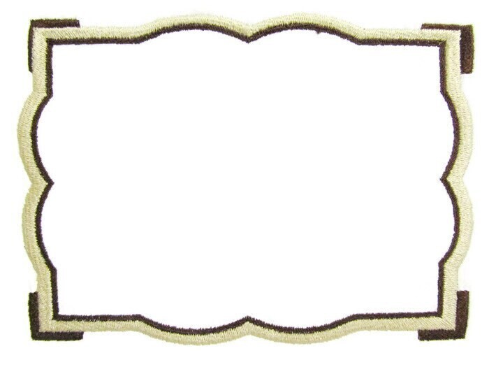 Brown framed embroidered quilt label to customize with your personal message