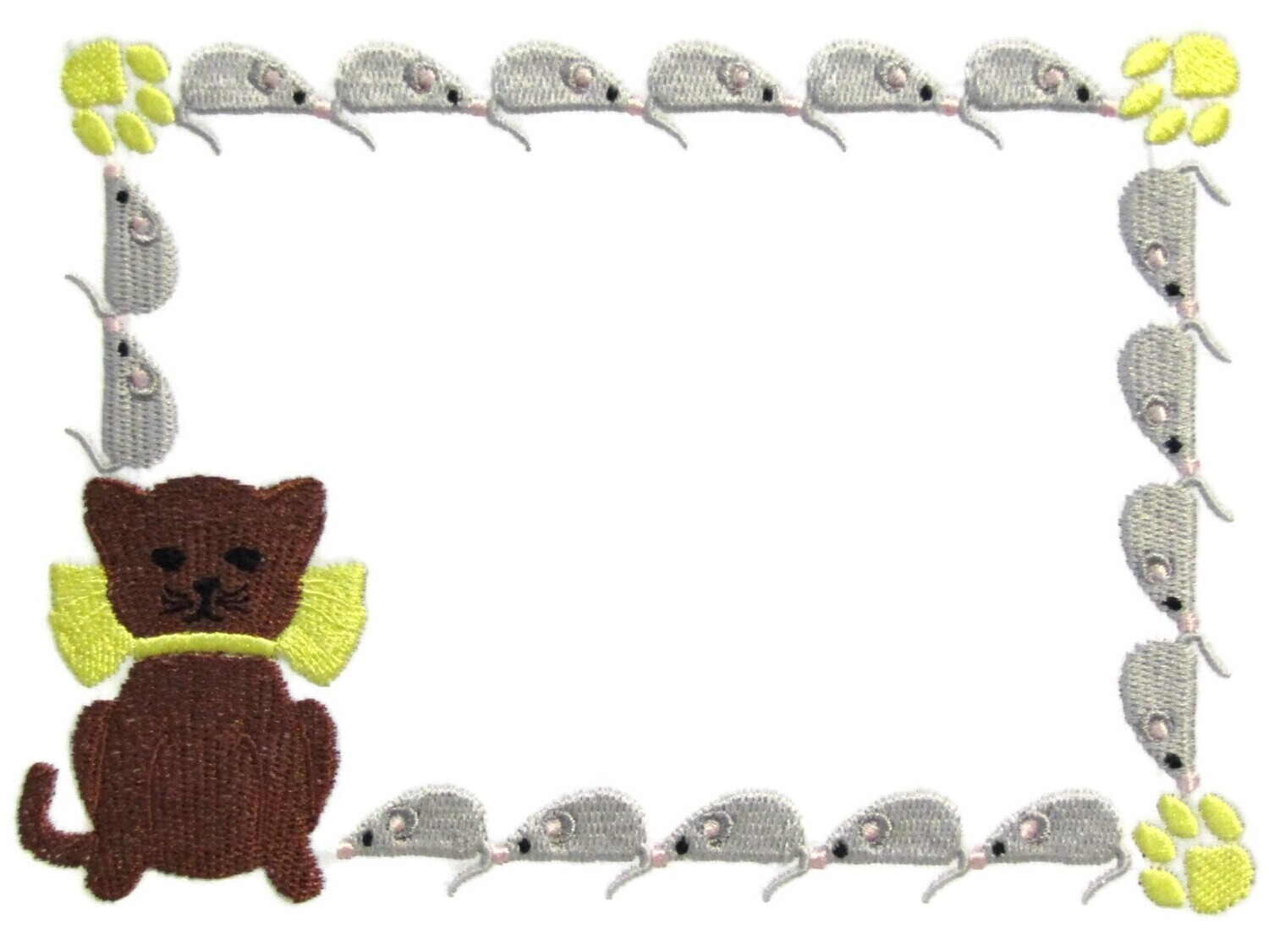 Cat &amp; Mouse embroidered quilt label to customize with your personal message