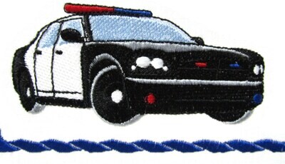 Police Car Embroidered Quilt label to customize with your personal message
