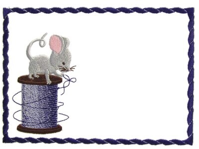 Sewing theme embroidered quilt label to customize with your personal message