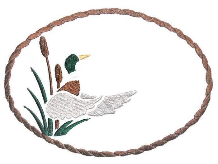Mallard embroidered quilt label to customize with your personal message