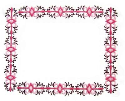 Pink Scrollwork Embroidered Quilt label, add text, choose font, and font color