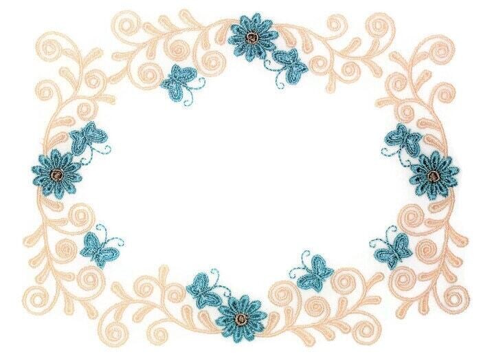 Butterfly and Floral scrollwork embroidered quilt label to customize with your personal message