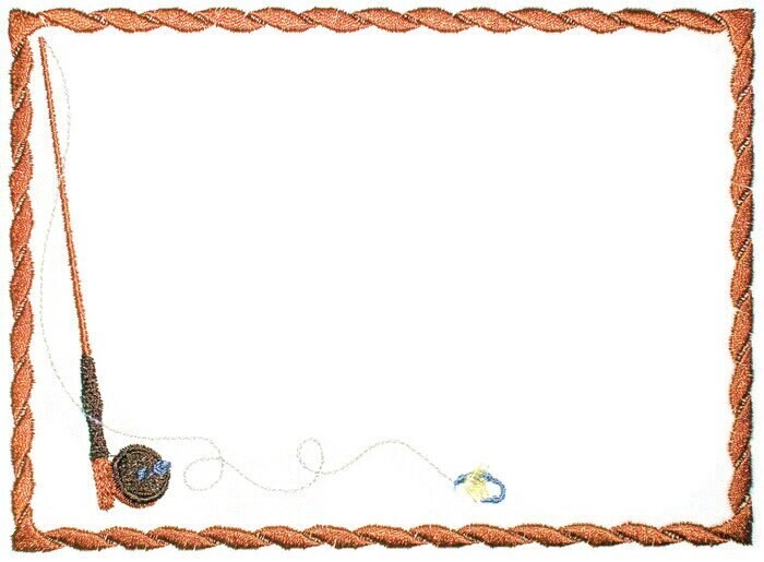 Fly fishing rod embroidered quilt label, to customize with your personal message