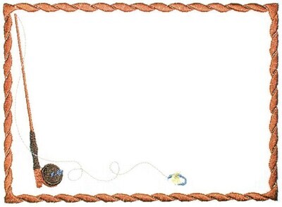 Fly fishing rod embroidered quilt label, to customize with your personal message