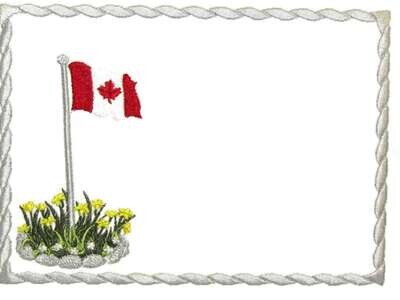Canada flag embroidered quilt label to customize with your personal message
