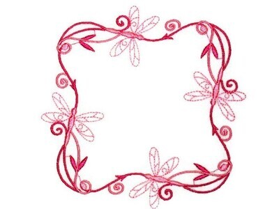 Pink Dragonflies Embroidered quilt label to customize with your personal message