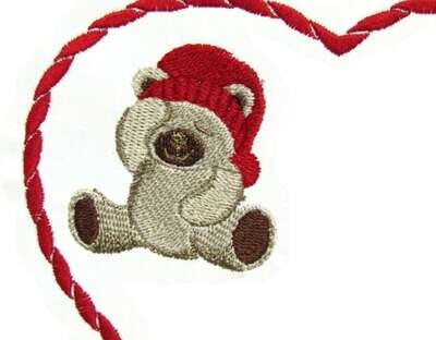 Sleepy Bear embroidered quilt label to customize with your personal message