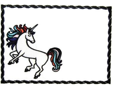 Unicorn quilt label embroidered to customize with your personal message