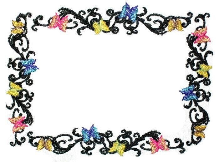 Beautiful Butterfly scrolled motif embroidered quilt label to customize with your personal message