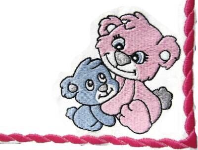 Cute Cuddle Bears embroidered quilt label, personalize with text, Customize